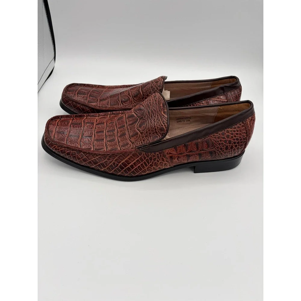 Fratelli Select Loafers Mens 13 Brown Croc Embossed Leather Square Toe Slip On